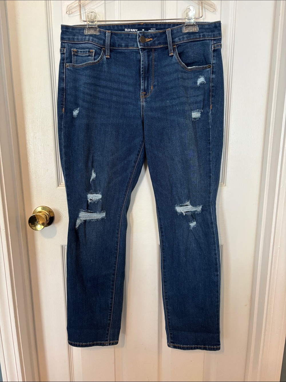 Old Navy Dark Blue “Power Slim” Straight-Leg Jeans. 10 Short